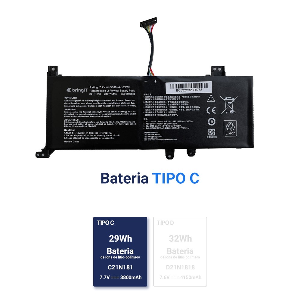 Bateria para Notebook Asus X Series X512DA 7.7V