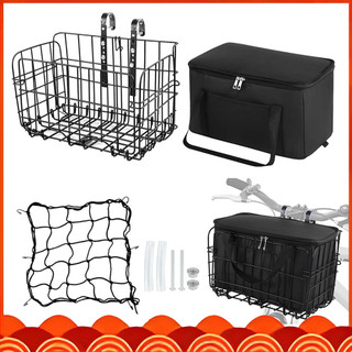 Cesta De Bicicleta Traseira, Cesta De Bicicleta Com Forro Removível E Rede De Carga, Cestas De Bicicleta Dobráveis
