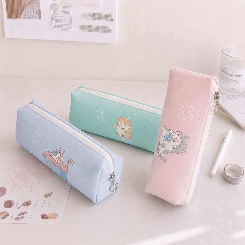 Estojo Escolar Cute de Gato Resistente à Água Porta Canetas Menina