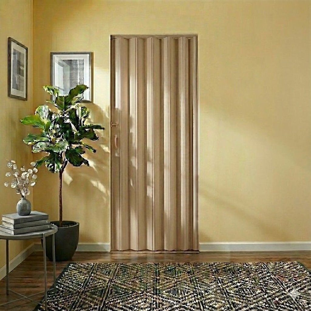 Kit 2 Portas Sanfonada de PVC 210cm x 80cm Belplast Bege Bege