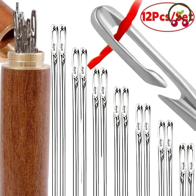 12/30 Pçs Buraco Lateral Cego Agulhas De Costura De Aço Inoxidável Para Idosos À Mão Pino DIY Casa Auto Rosqueamento Agu em Oferta na Shopee