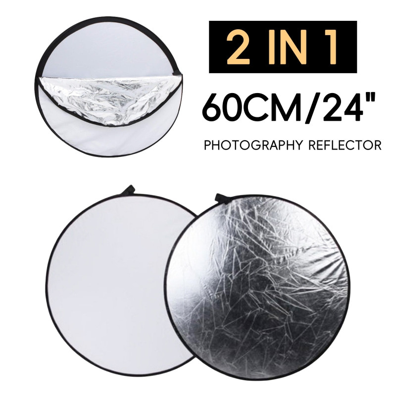 [Envio 24H] 60cm Rebatedor Refletor Fotográfico 2 em 1 Dourado e Prata para Controle de Luz em Estúdio Sou Foto