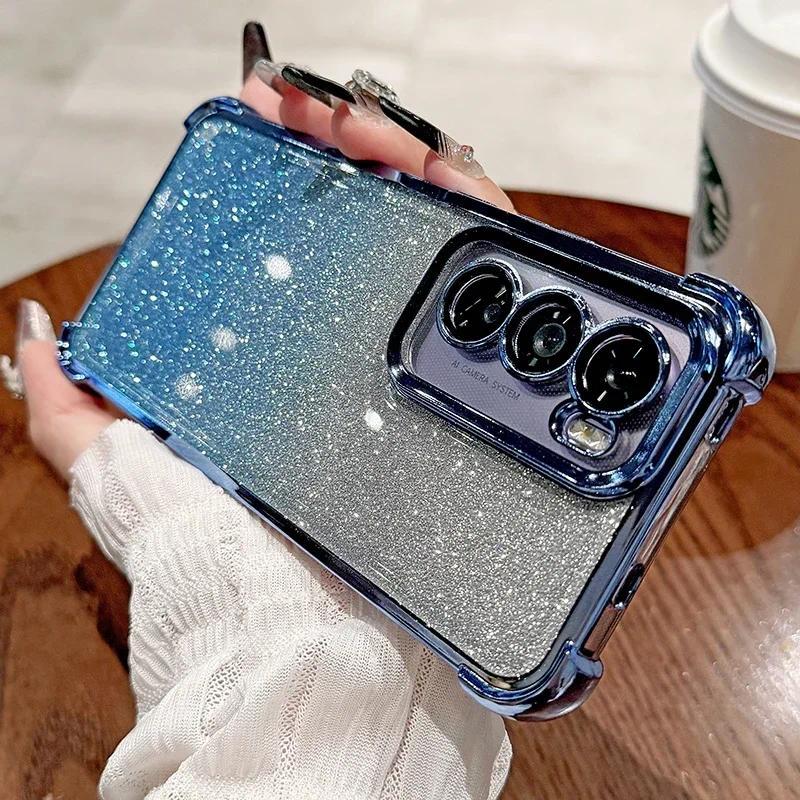 Gradiente Glitter Chapeamento Caso De Telefone Para Samsung Galaxy S26 S25 Borda S24 FE S23 S22 Ultra Plus S21 S20 Macio — imagem 2 de 2