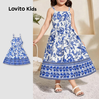 Lovito Kids Vestido Boho de Boa Textura para Primavera/verão Vestido Azul para menina L162LD200 em Oferta na Shopee