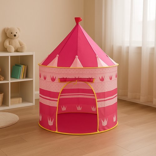 Barraca Infantil Castelo Rosa Tenda Playhouse Divertida Crianças Brinquedo Cama Redes