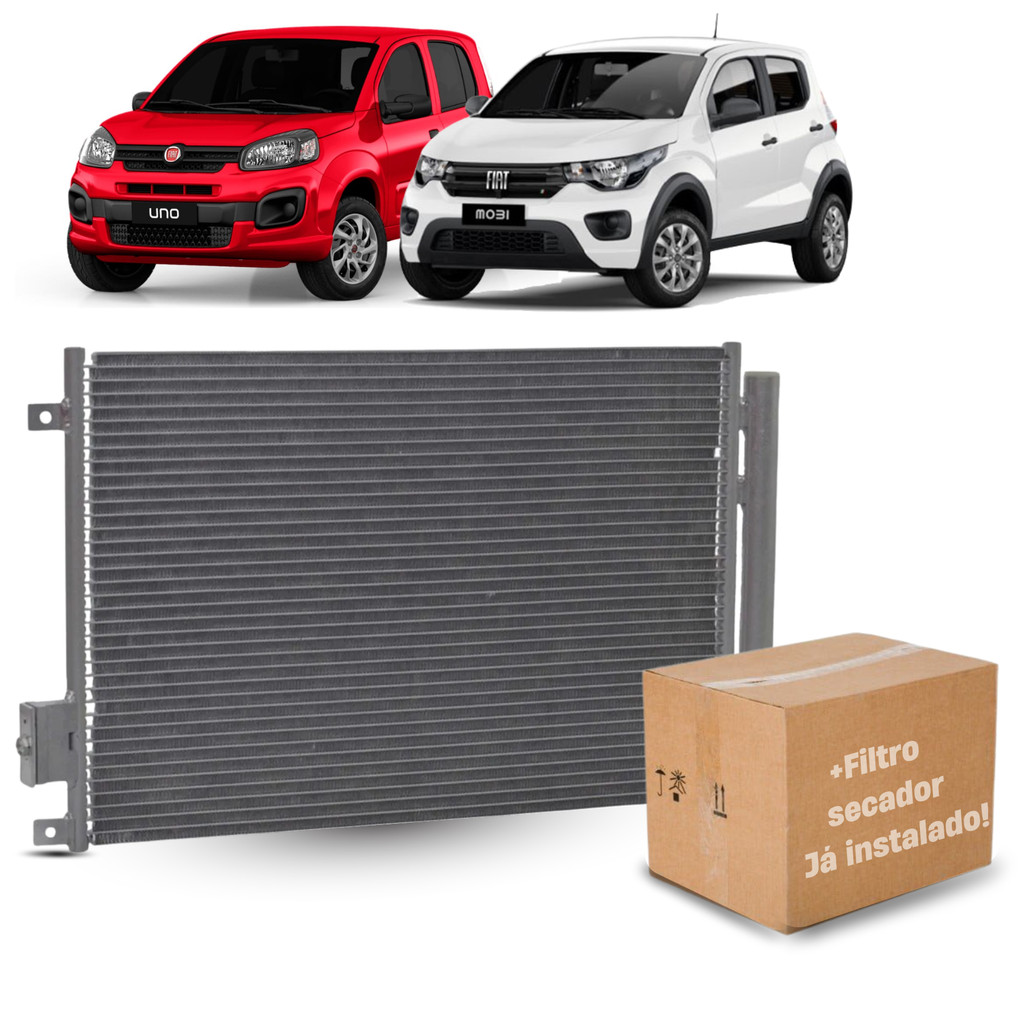 Condensador Fiat Palio, Grand Siena, Strada, Uno >2015, Mobi 2017> [Sistema Denso]