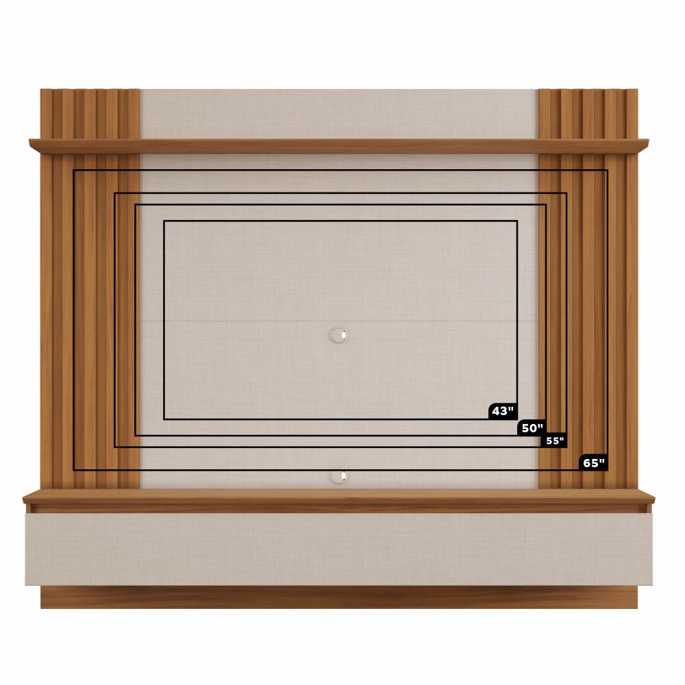 Painel para Sala TV MDF Notável Até 65 Polegadas 1 Porta 1 Prateleira Off White/Freijó Trend