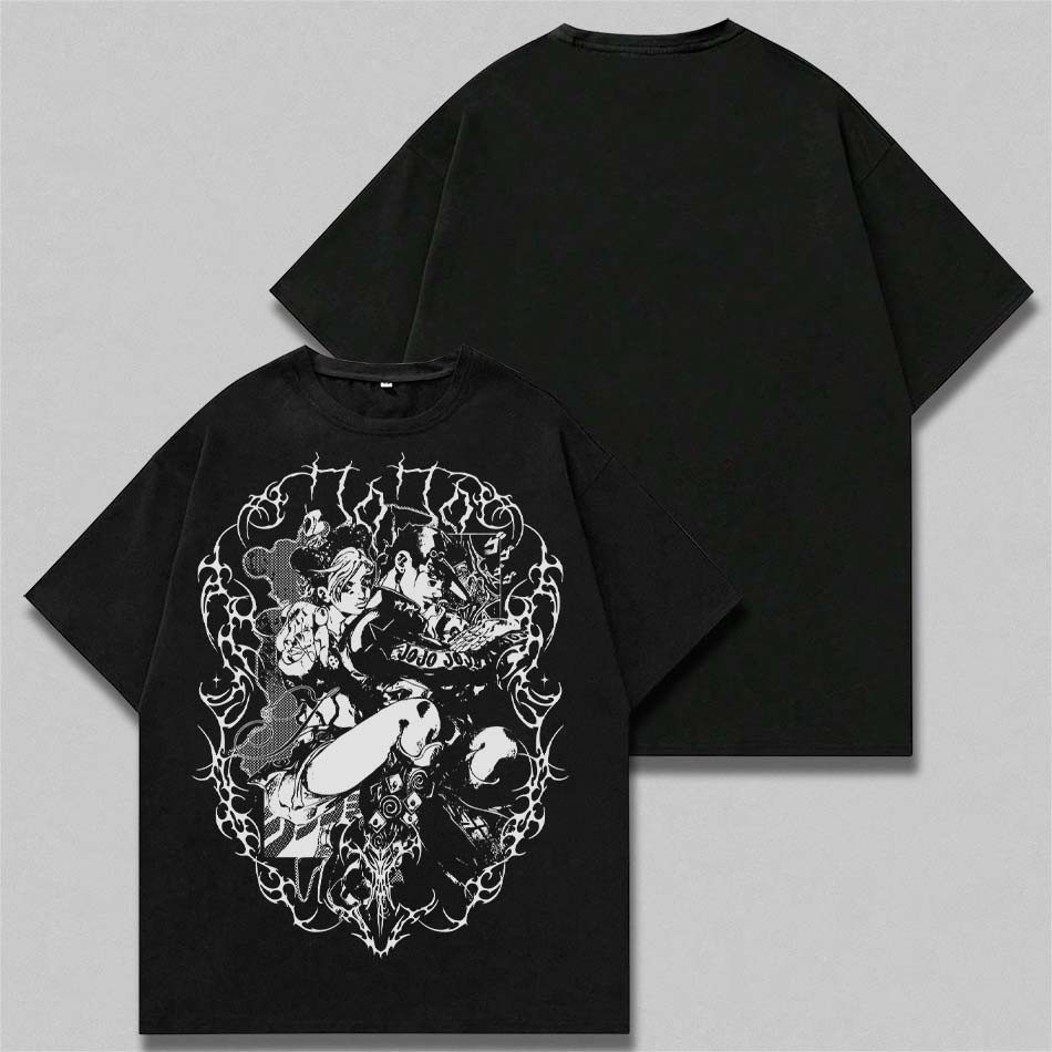 [Camiseta Premium em Algodão Puro]SISI Camiseta Oversized Jojo Anine Design Streetwear Harajuku Aesthetic Camisa Unissex