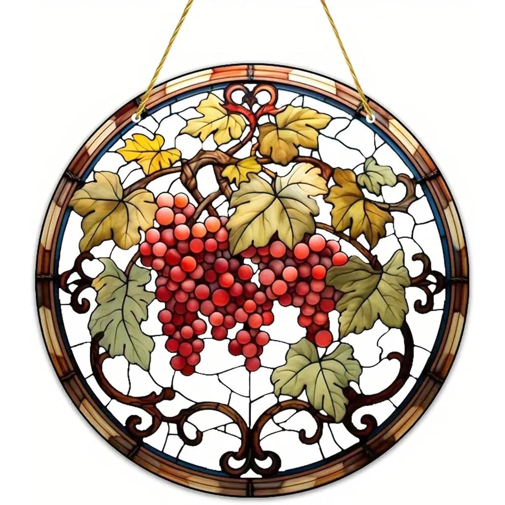 Decoração de Janela com Uvas de Verão de 5,9'', Decoração de Janela em Acrílico, Decoração de Jardim com Capta-luz para 