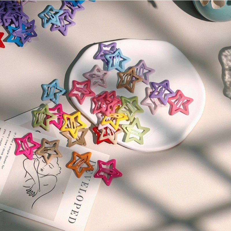 Kit 50 Peças Grampos De Cabelo Estrela Dopamina Cor Doce Para Mulheres Franja Lateral 025-062