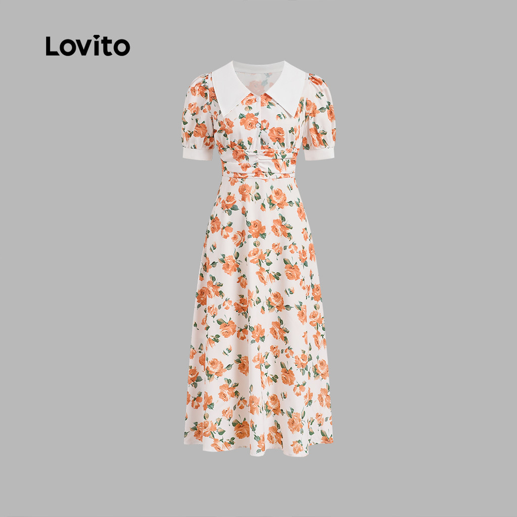 Detalhes do Lovito Vestido Elegante Colorblock com Toque Suave Vestido Primavera/verão para Mulheres L137LD033
