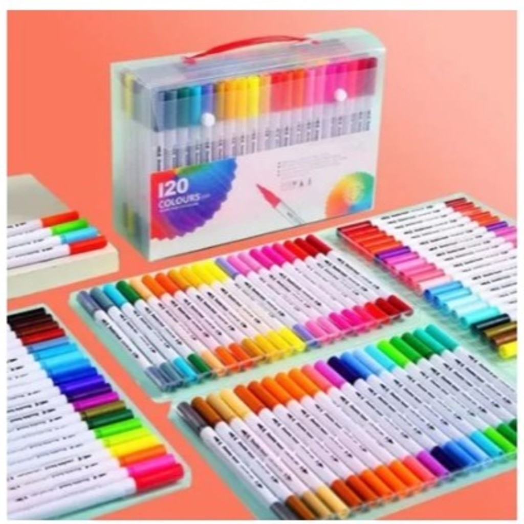 Kit 12/24/36/48 Cores Caneta 2 em 1 Brush Lettering e Ponta Fina Dual Pen Canetinha Colorir Desenho em Oferta na Shopee