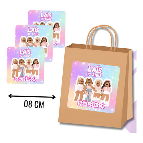 Kit 30 Adesivos  Roblox Rosa Menina Sacola Surpresa P/ Festa Infantil Personalizada