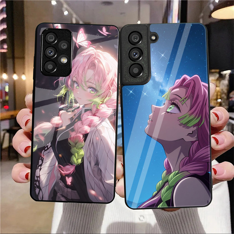 Capa De Telefone De Vidro Demon Slayer Mitsuri Kanroji 03 Para Samsung Galaxy A14 A16 A30 A22 A32 A33 A15 A35 A42 A55 A5