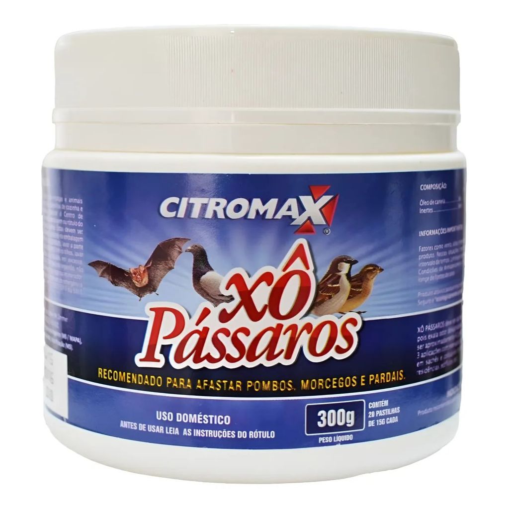 Xô Pássaros Pastilhas 300g Para Pombos, Pássaros e Morcegos