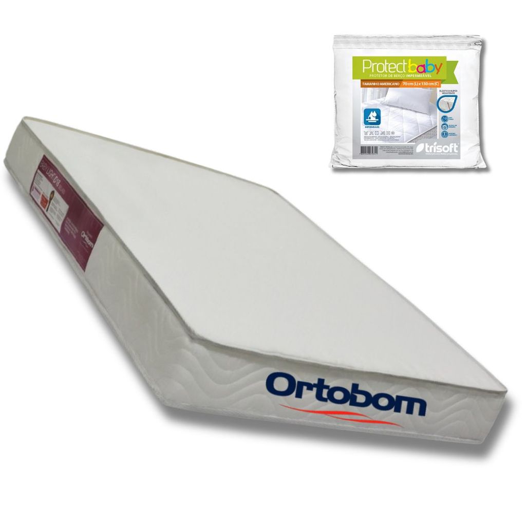 Kit Colchão Baby Com Protetor Impermeável Berço Ortobom 12x70x130