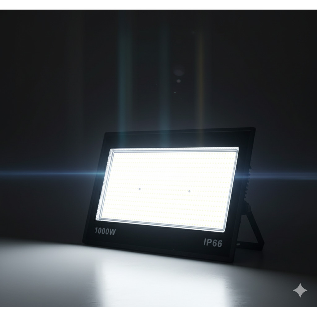 Refletor LED 1000W Branco Frio Bivolt Slim à Prova D’Água Alça Iluminação Profissional
