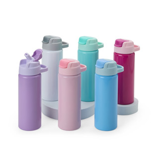 Garrafa Squeeze de Alumínio 600 ml tampa bico flexível canudo com alça colorida ideal para água suco em Oferta na Shopee