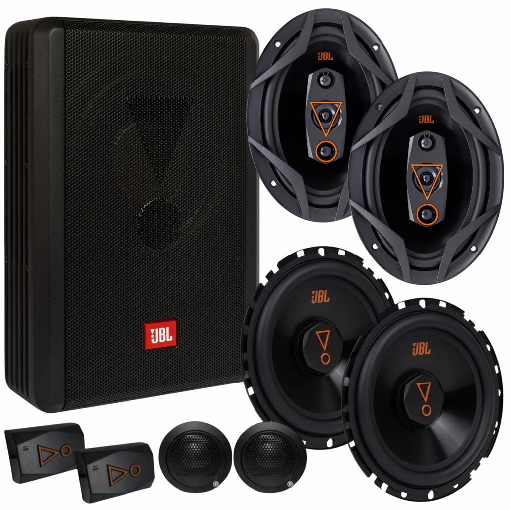 Kit Caixa JBL Ativa Amplificada SW8AMS 200w + 4 Alto Falantes 6" e 6x9" Polegadas 160w 240w