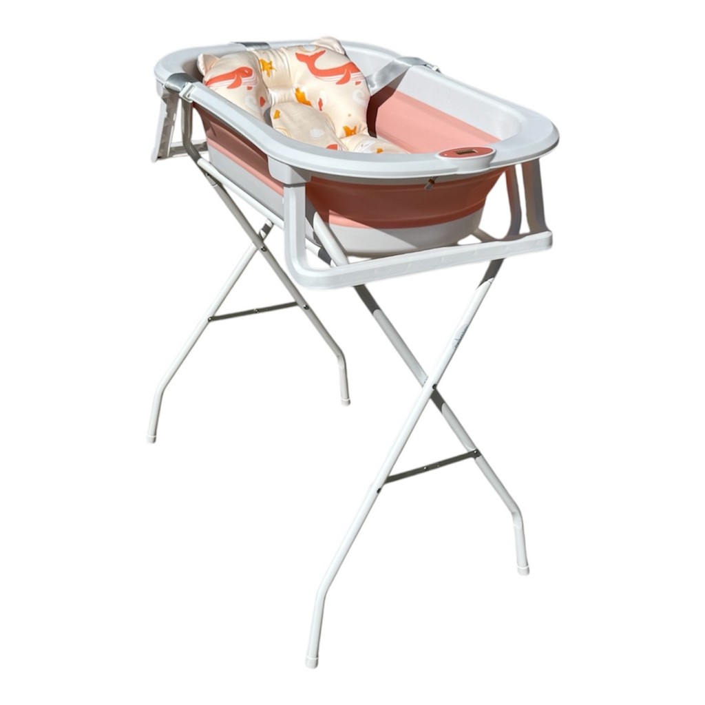 Banheira Bubbly Pink/Branco  c/ Termômetro - Premium Baby