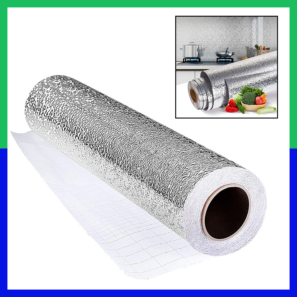 Manta Impermeável Anti Gordura Adesiva Alumínio Forro Armário Gaveta Cozinha Banheiro Á Prova De Óleo 10M x 40/60cm em Oferta na Shopee