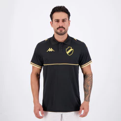 Polo Kappa Vasco Supporter Monochromatic Preta e Dourada