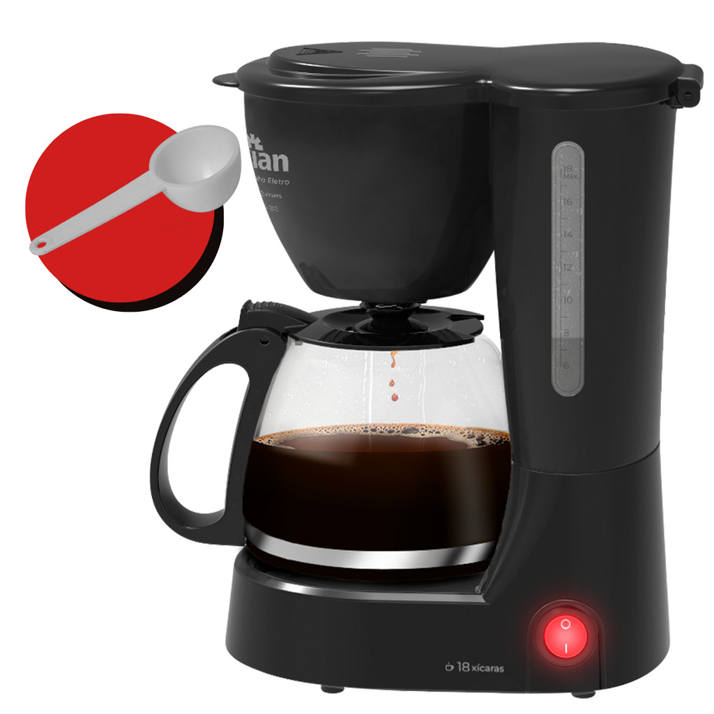Cafeteira Elétrica 18 Xícaras Para Café 127V Ou 220V Casa Cozinha cafeteria 650w  CF-102 Preto Kian