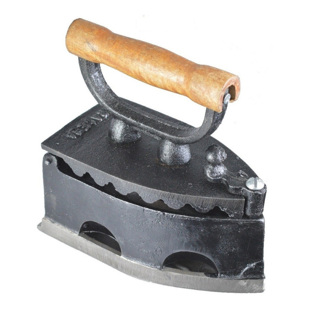 Ferro De Passar À Brasa Artesanal Ferro Fundido Mod Antigo - Preto