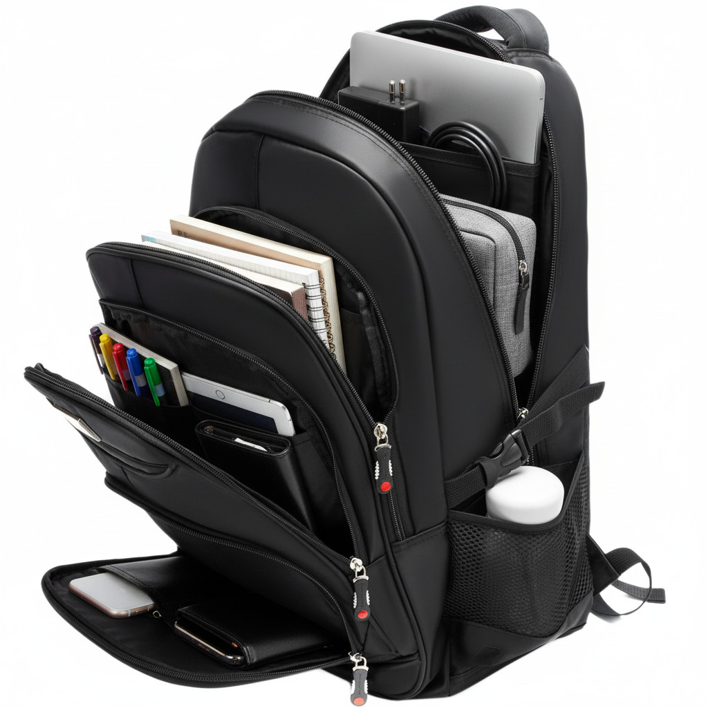 Mochila Reforçada Masculina Impermeável Preta Grande para Viagem