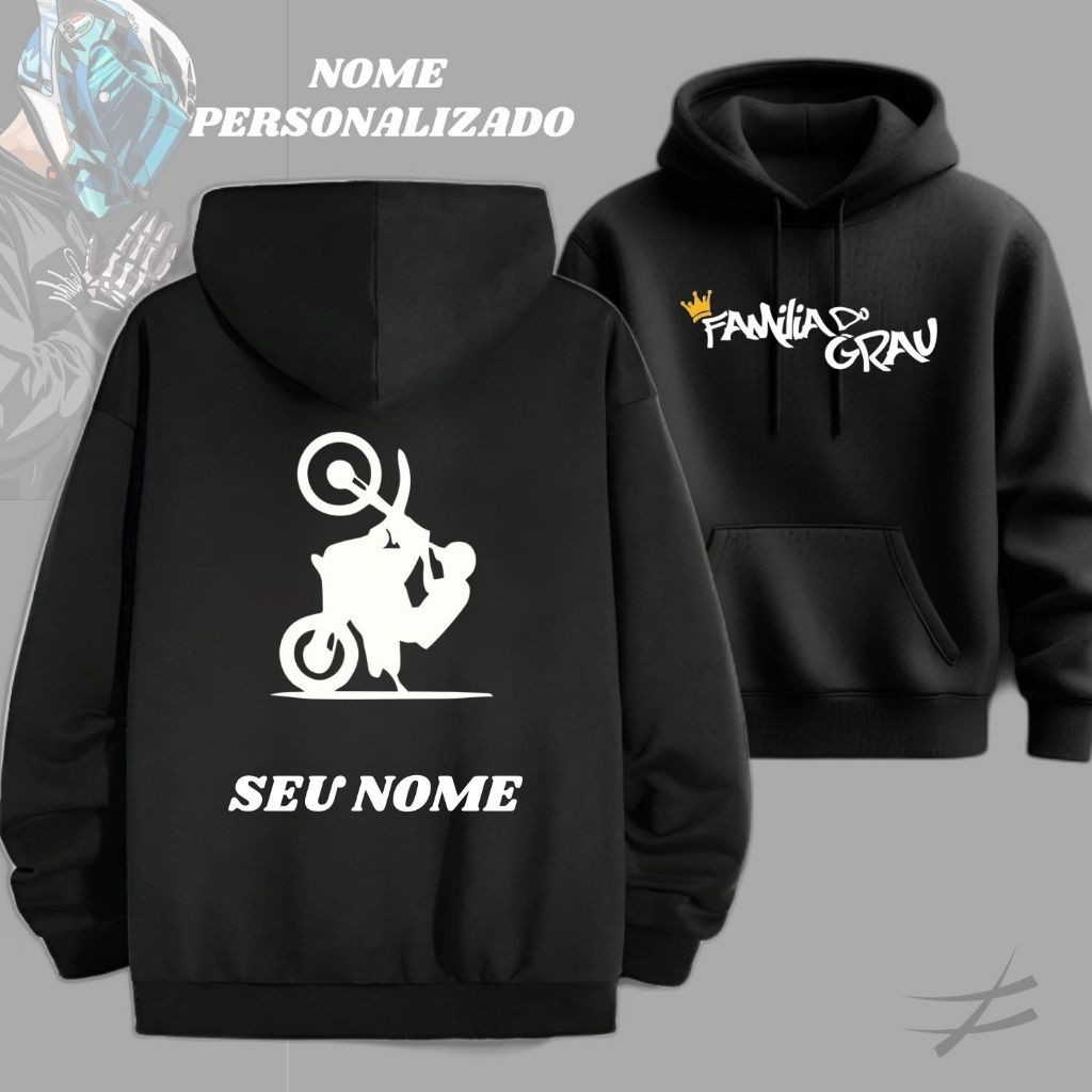 Moletom Familia Do Grau Personalizado Com Seu Nome Premium Empinar Moto Casaco Grau e Corte 244 59D