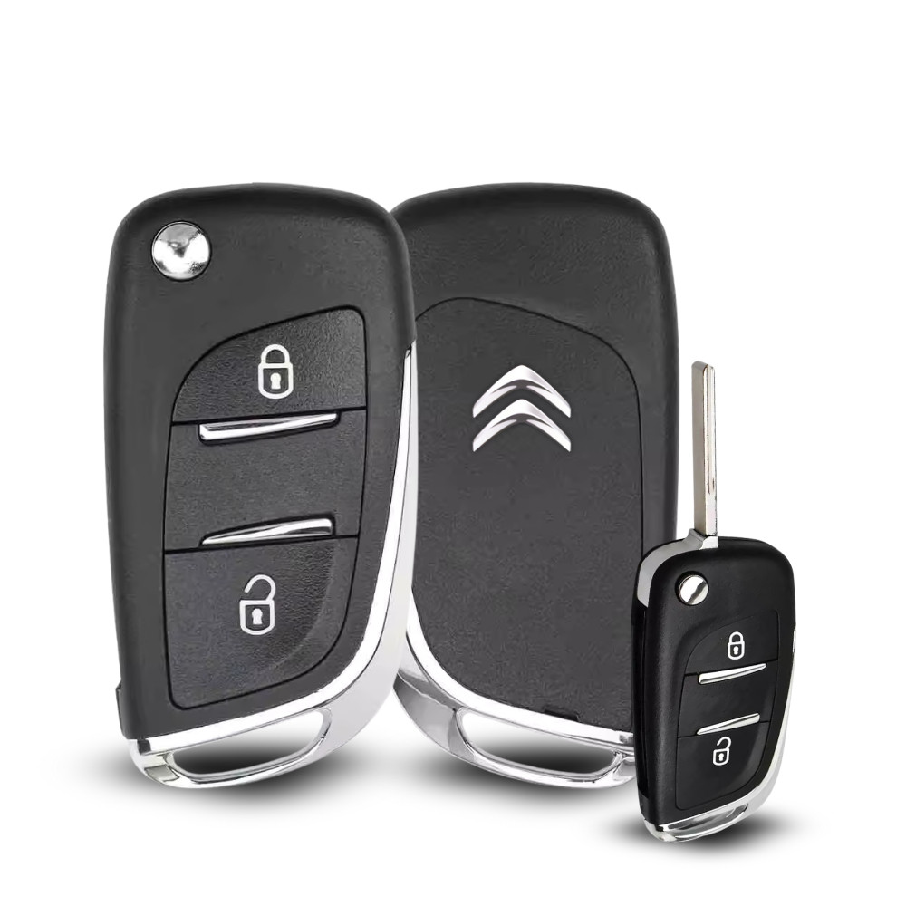Carcaça Chave Canivete Adaptação Citroen C3 C4 Pallas AirCross Peugeot 207 208 307 308 407 2 Botões com Suporte Bateria