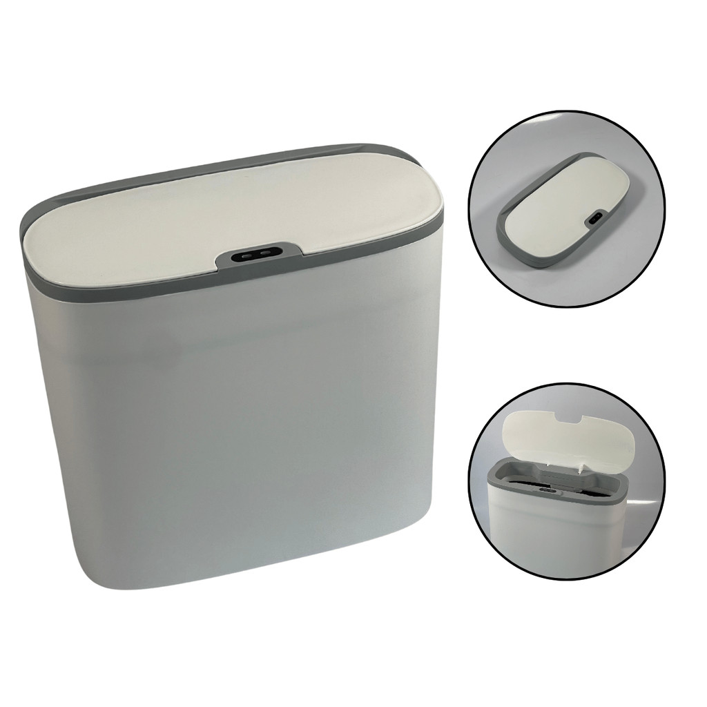 LIXEIRA INTELIGENTE SENSOR BRANCO COM CINZA AUTOMATICA USB 14L