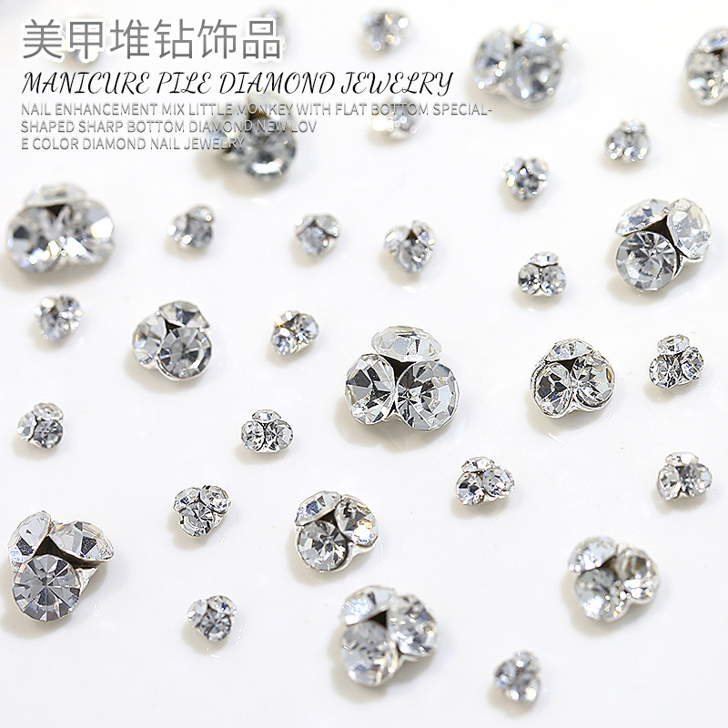 Acessórios de Manicure Mini pilha transparente diamante tridimensional bola de diamante branco piscando tamanho grande p