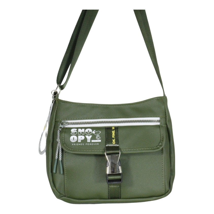 Bolsa Snoopy Semax Pequena Ombro Transversal Fivela Sp25004 Cor Verde