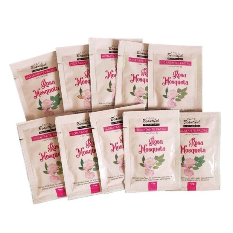 Kit Com 10 Hidratante Facial Rosa Mosqueta Sachê 10ml Skin Care -  Face Beautiful