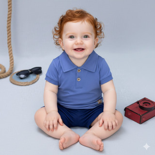 Conjunto Bebê Gola Polo Manga Curta Bermuda Verão Menino em Oferta na Shopee