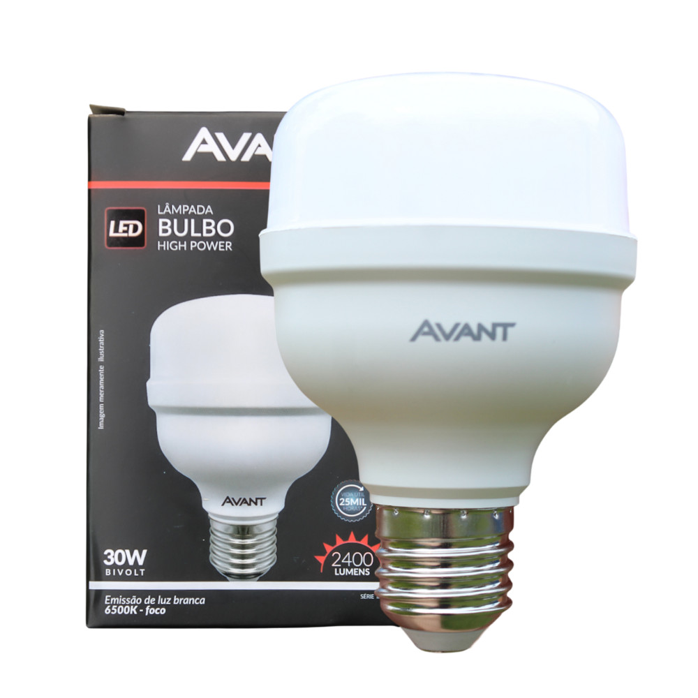 Lâmpada LED Avant 30W High Power Bulbo E27 2400 Lúmens Luz Branca 6500K Bivolt Alta Luminosidade