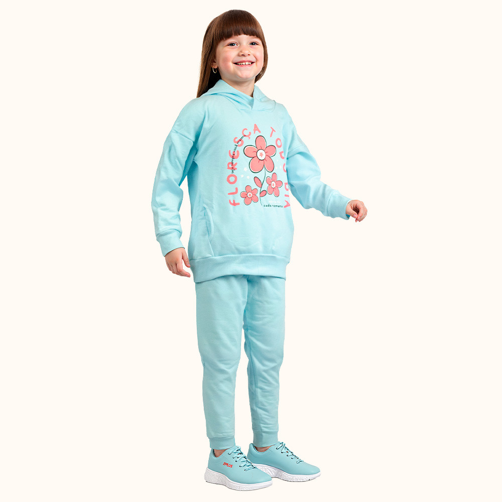 Conjunto infantil blusão com capuz e calça em moletom Fakini