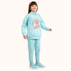 Conjunto infantil blusão com capuz e calça em moletom Fakini