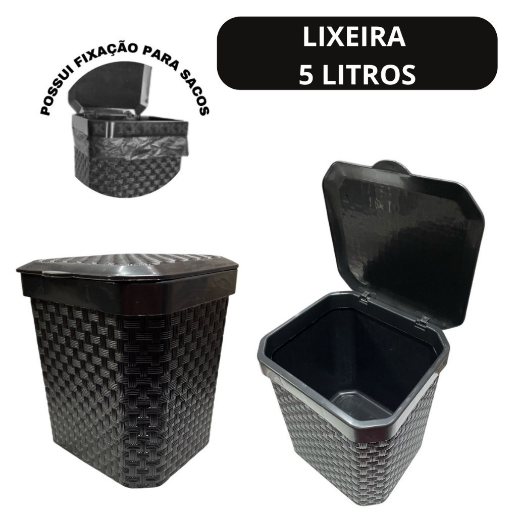 Lixeira Cesto Para Pia 5 Litros Com Tampa Cozinha Banheiro Lixeira Pia Multiuso Preta ENVIO IMEDIATO em Oferta na Shopee