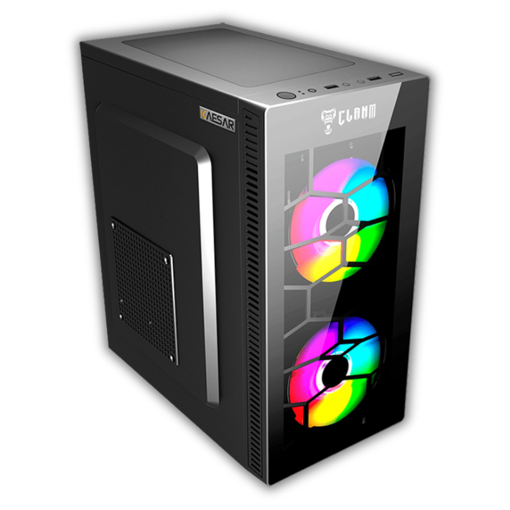 Gabinete Gamer Kaesar com Vidro ou Tela Frontal Mid Tower Micro-ATX Clanm