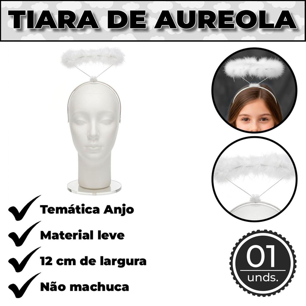 Detalhes do Fantasia de Anjo Infantil Unissex com Túnica Auréola e Asa 2 a 16 anos