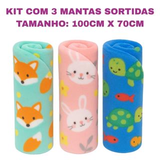 Kit 3 Manta Cobertor Pet p/ Cachorro Gato Mantinha 100x70cm Quente Modelo Sortido Aleatório Coberta em Oferta na Shopee