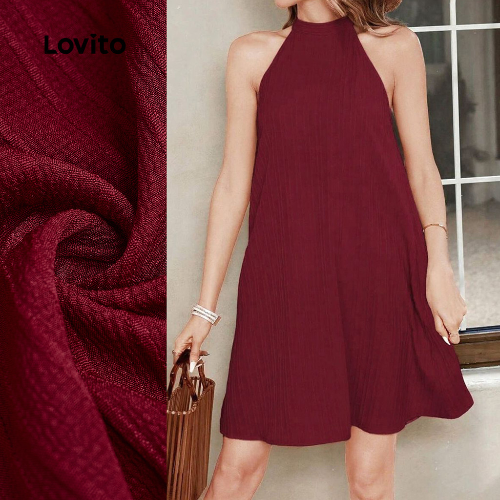 Lovito Vestido Casual Com Decote Em V Modelo A Em Jacquard Vermelho Primavera/verão Para Mulheres L158ED1332 em Oferta na Shopee