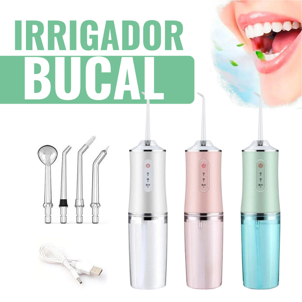 Irrigador Oral Portátil Recarregável USB Jato de Alta Pressão para Limpeza Profunda dos Dentes em Oferta na Shopee