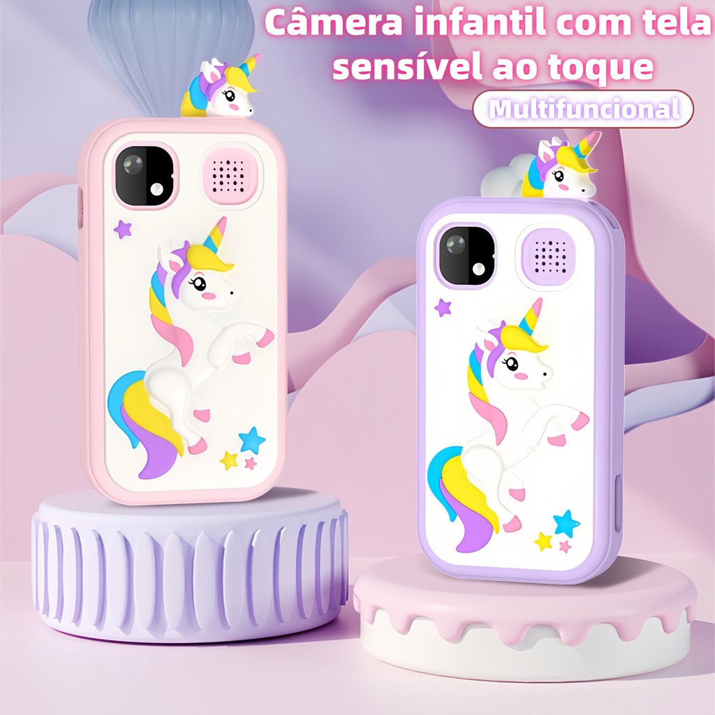 Telefone de brinquedo com câmera instantânea para crianças - Tela sensível ao toque de alta definição e alta resolução