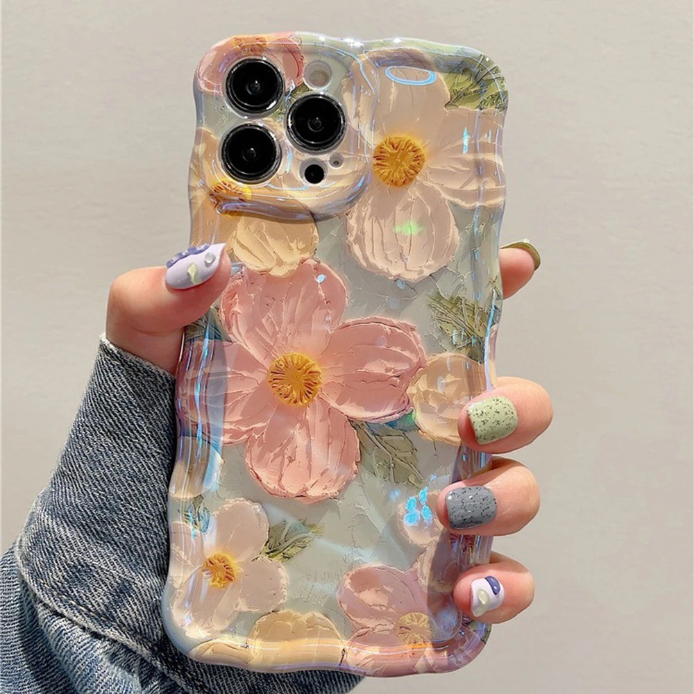Vintage Flor Pintura Capa Capinha Para Samsung Galaxy A03 A04E A05 A06 A12 A13 A14 A15 A16 A23 Translúcido Com Brilho
