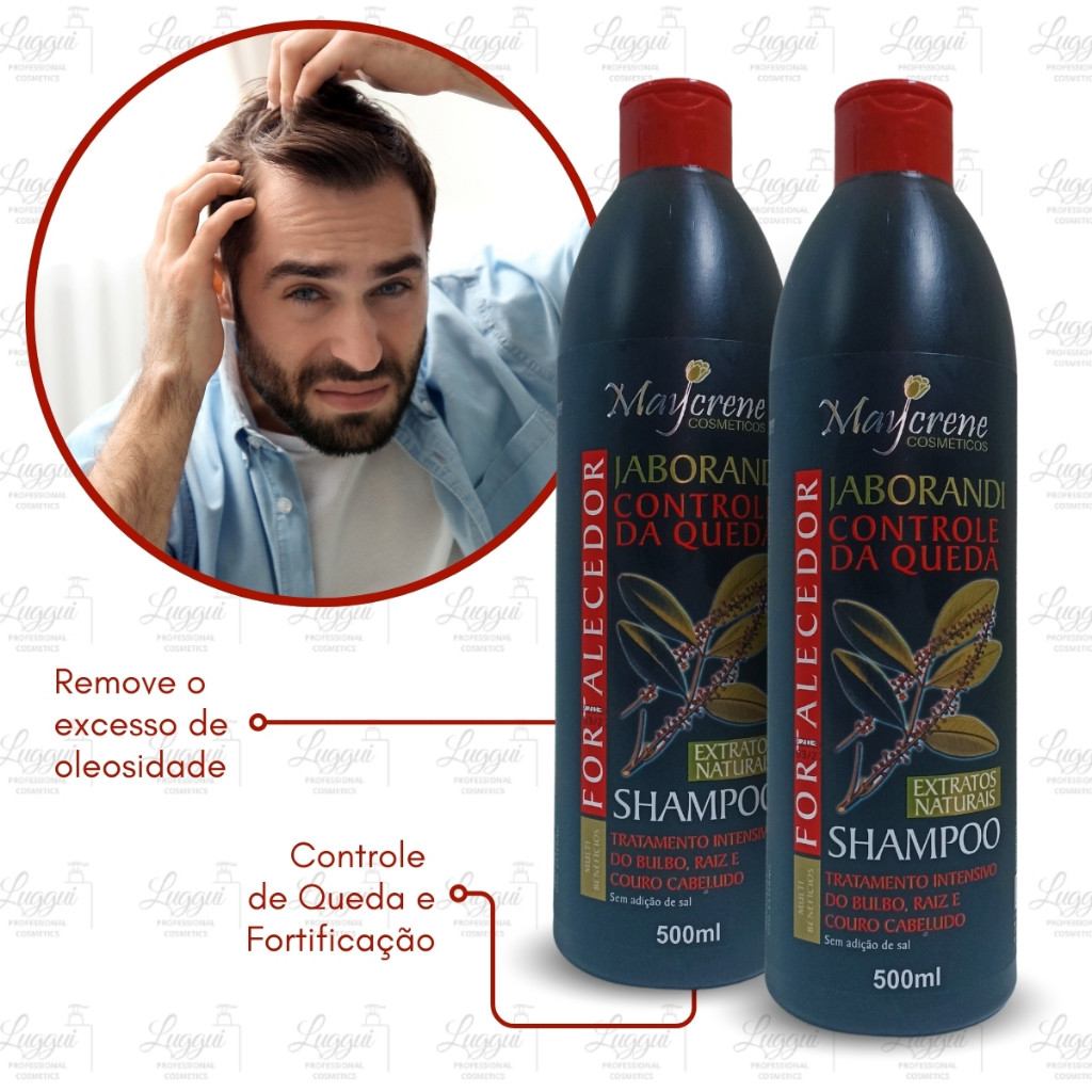 2 Shampoos Extrato de Jaborandi Controle de Queda Capilar, Anti-Caspa e Anti-Oleosidade 2x500ml