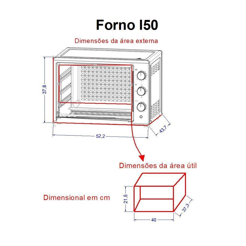 Forno Elétrico De Bancada 50Litros Fogatti Black I50Preto 110V · foto 2
