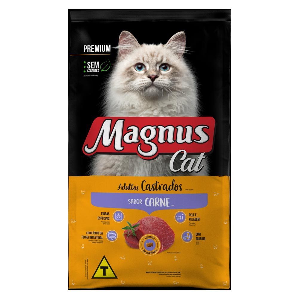 Ração para Gatos Magnus Adultos Castrados Sabor Carne 1kg em Oferta na Shopee